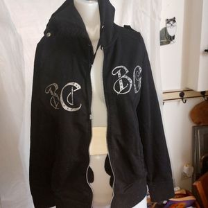BCBG  Black, and silver, with rhinestone Bling detail Hoodie